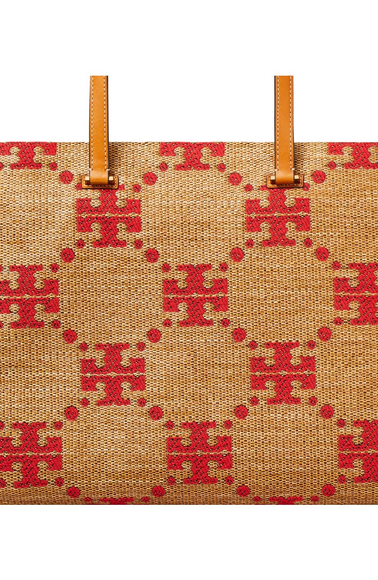 Tory Burch T Monogram Woven Tote, Alternate, color, Natural