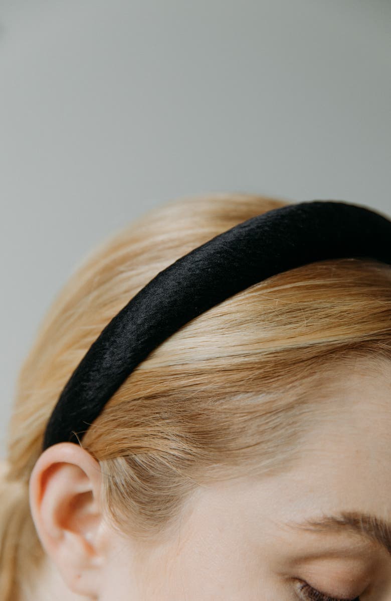 Jennifer Behr Tori Hammered Silk Headband, Alternate, color, Black