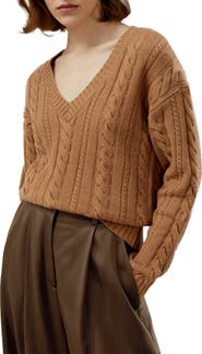 Lilysilk Women's Cable-Knit Wool-Cashmere Blend Sweater