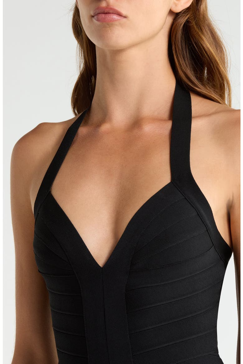 The Contour Halter Neck Minidress, Alternate, color, BLACK