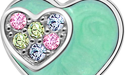 Shop Chanteur Kids' Crystal Heart Stud Earrings In Mint Green