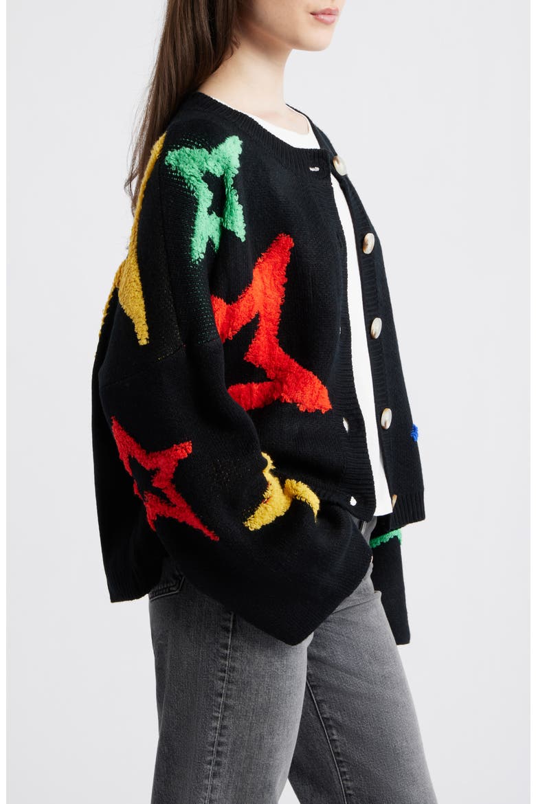 Dream of Me Boxy Cardigan, Alternate, color, BLACK WITH MULTICOLOR STARS