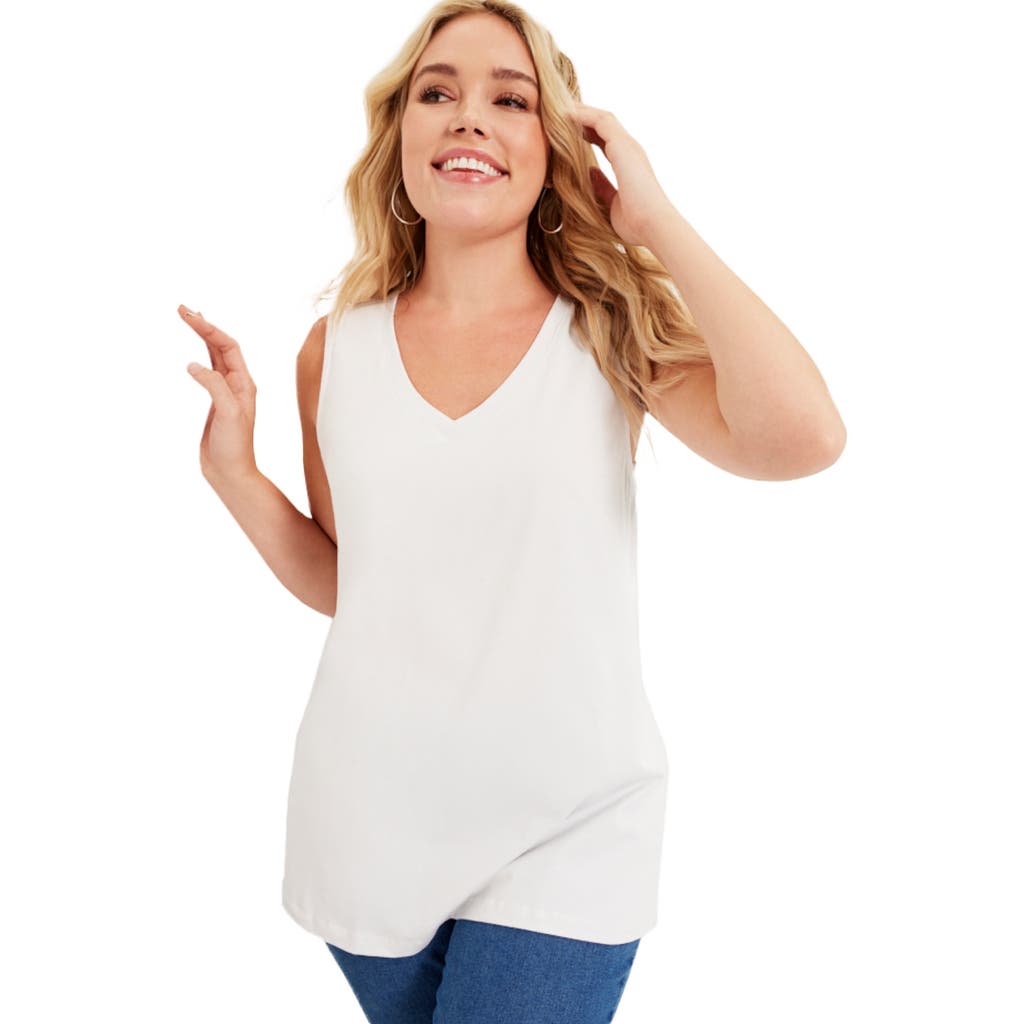 June + Vie V-neck One + Only Tank Top In White