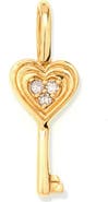 Adina Reyter Diamond Heart Key Pendant Mini Charm