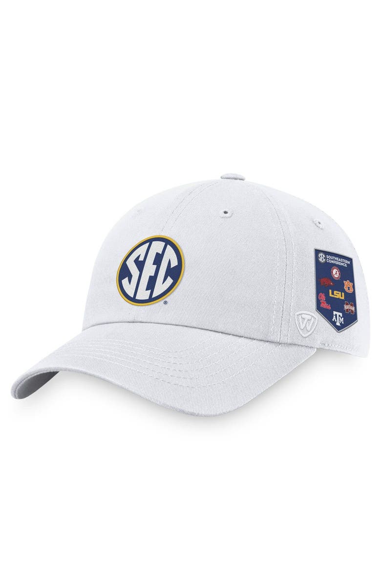 TOP OF THE WORLD Men's Top of the World  White SEC Banner Adjustable Hat, Main, color, 