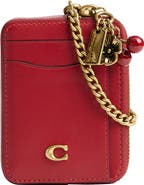 COACH Essential Chain Leather Card Case with Charms