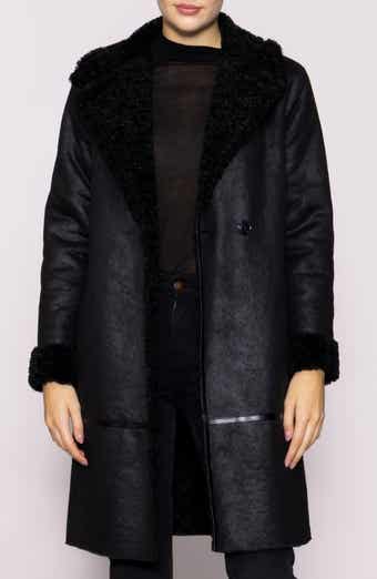 MELLODAY Faux Shearling Lined Faux Leather Coat