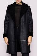 MELLODAY Faux Shearling Lined Faux Leather Coat