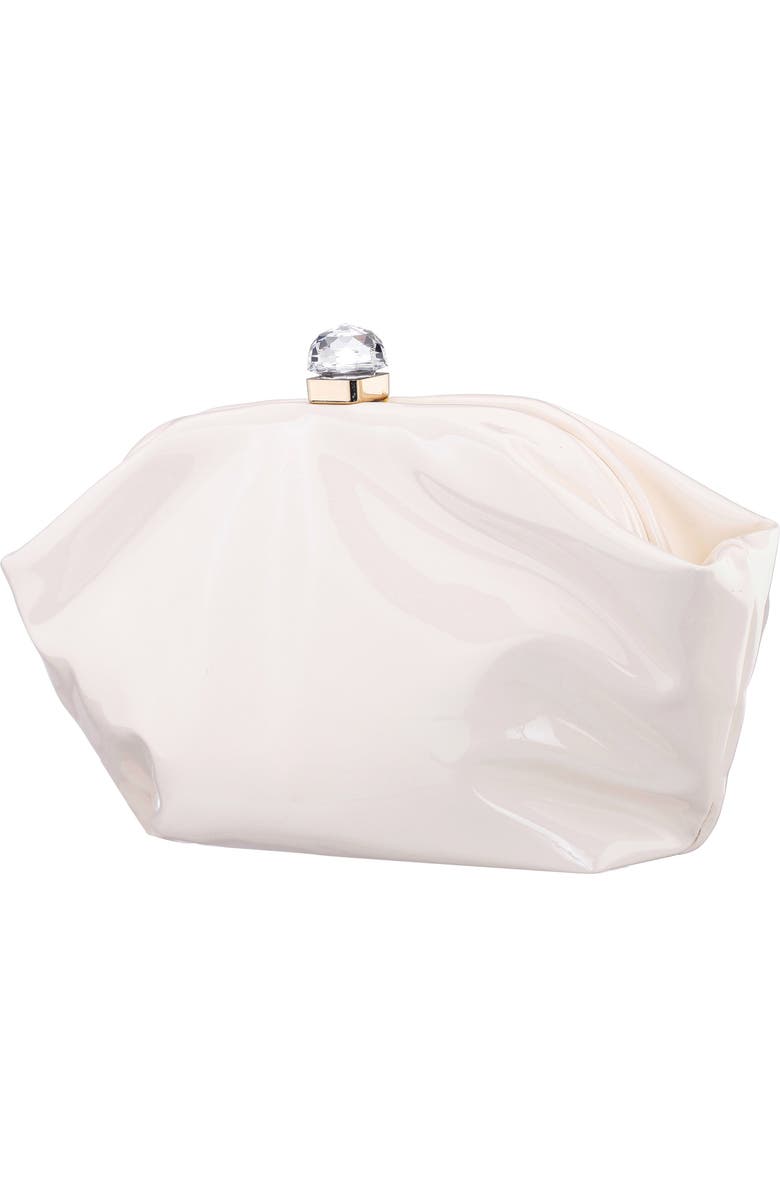 Nina Lyric Faux Leather Clutch, Alternate, color, Ecru