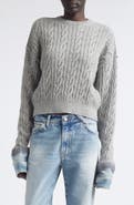 Haikure Karine Pollock Denim Cuff Cable Knit Merino Wool Sweater