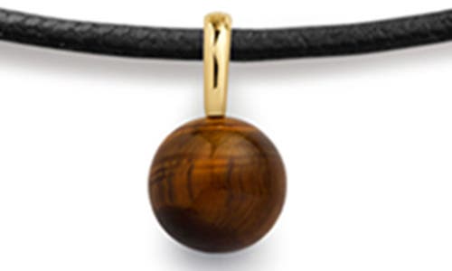 Monica Vinader Round Semiprecious Stone Pendant Necklace In 18ct Gold Vermeil/tigers Eye
