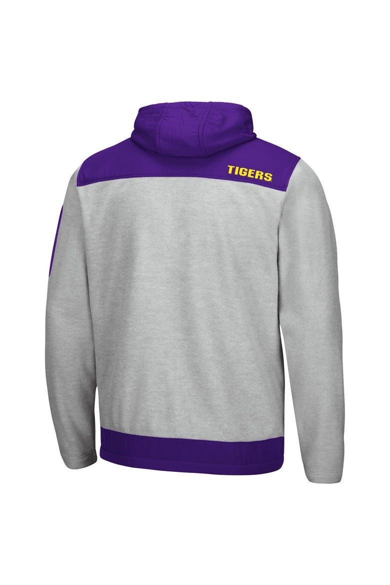 Men's Colosseum Heathered Gray/Purple LSU Tigers Schwartz Full-Zip Hoodie, Alternate, color, Heather Gray