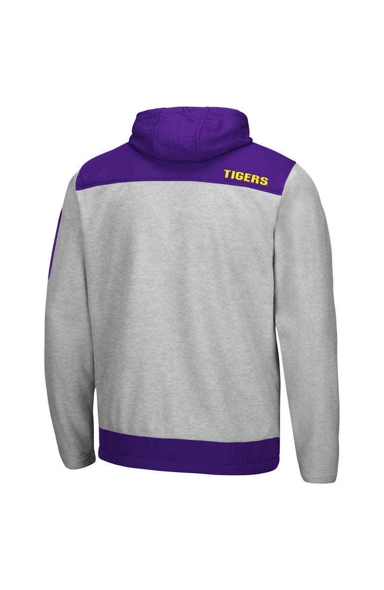 COLOSSEUM Men's Colosseum Heathered Gray/Purple LSU Tigers Schwartz Full-Zip Hoodie, Alternate, color,