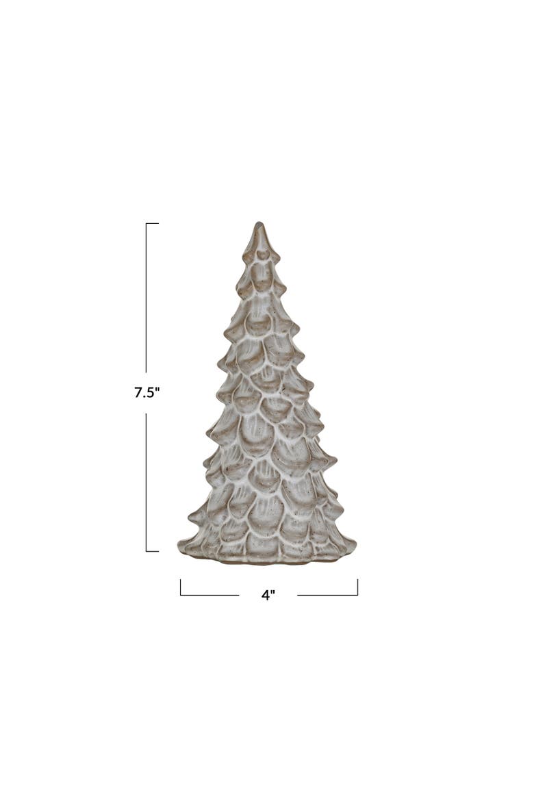 Compact Stoneware Tree with Reactive Glaze, Cream, Alternate, color, Cream