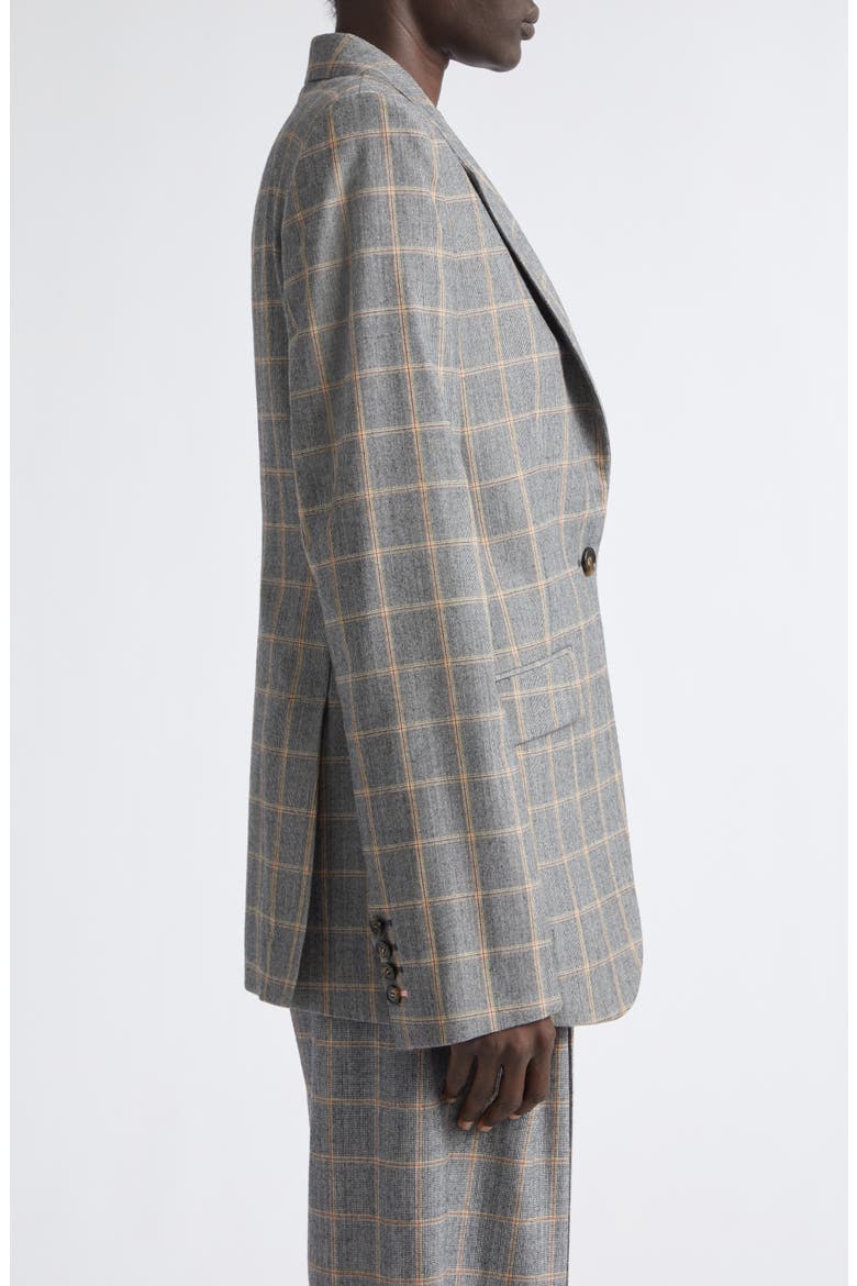 Slim Checked Virgin Wool Blazer, Alternate, color, GREY MELANGE