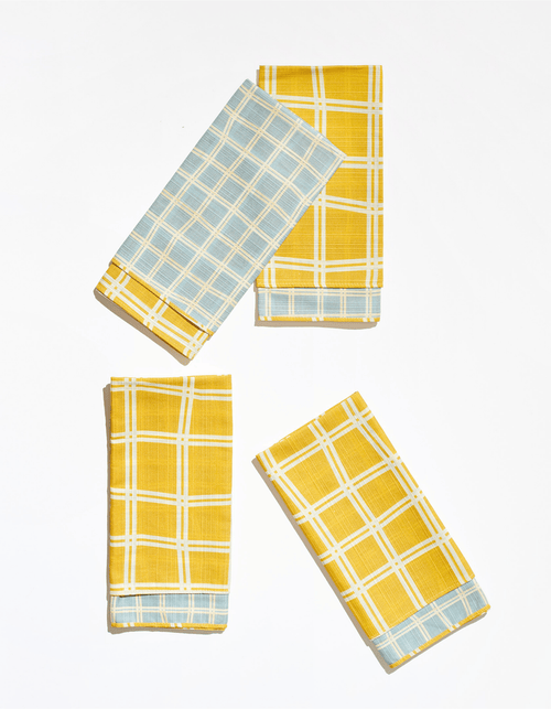 Tortuga Forma Grid Dinner Napkins In Yellow