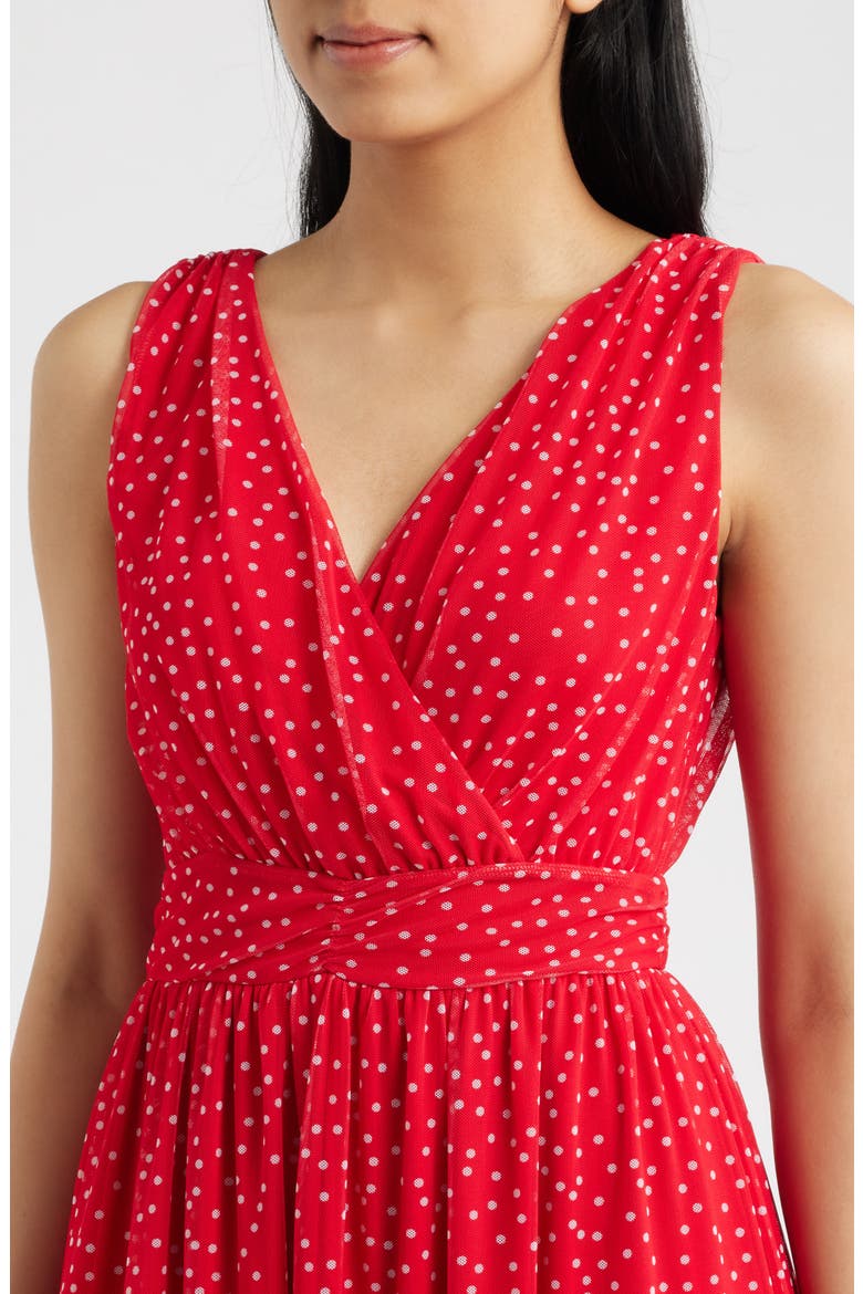 Cross Mesh Midi Dress, Alternate, color, RED