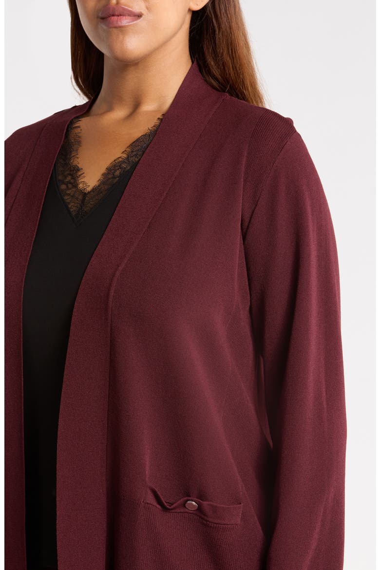 Pocket Open Front Cardigan, Alternate, color, BAROLO