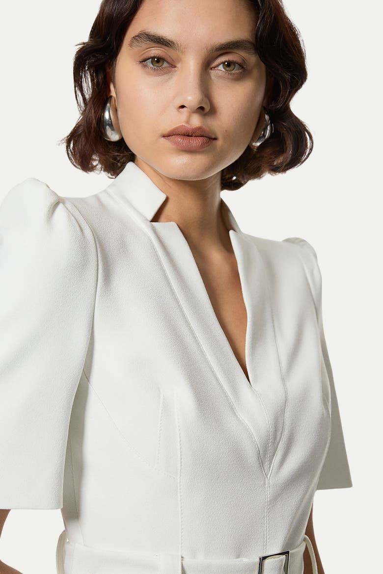 Structured Crepe Forever Belted Jumpsuit, Alternate, color, Ivory