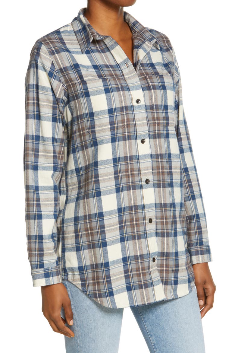 Scotch Plaid Women's Flannel Tunic, Alternate, color, INDIGO TARTAN
