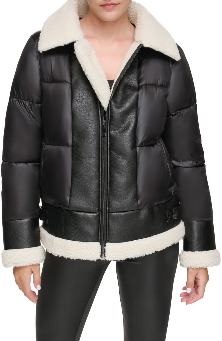 Andrew Marc Sport Ciré Faux Shearling Puffer Jacket, Main, color, 