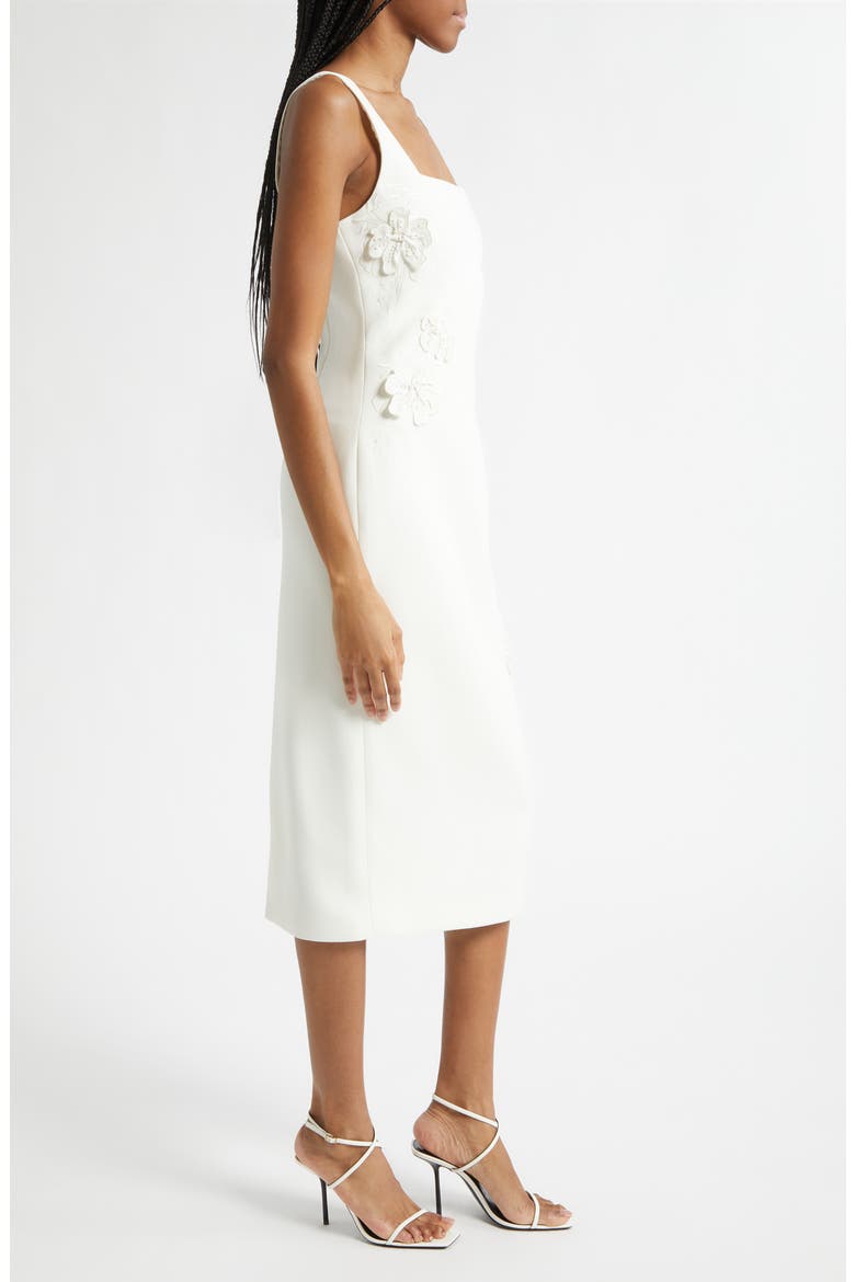 Barrie Floral Appliqué Sleeveless Midi Dress, Alternate, color, IVORY