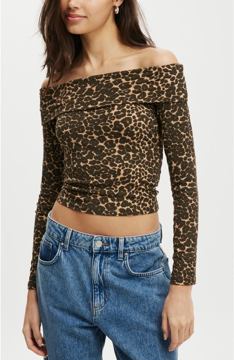 Cotton On Staple Rib Off Shoulder Long Sleeve Top, Main, color, 