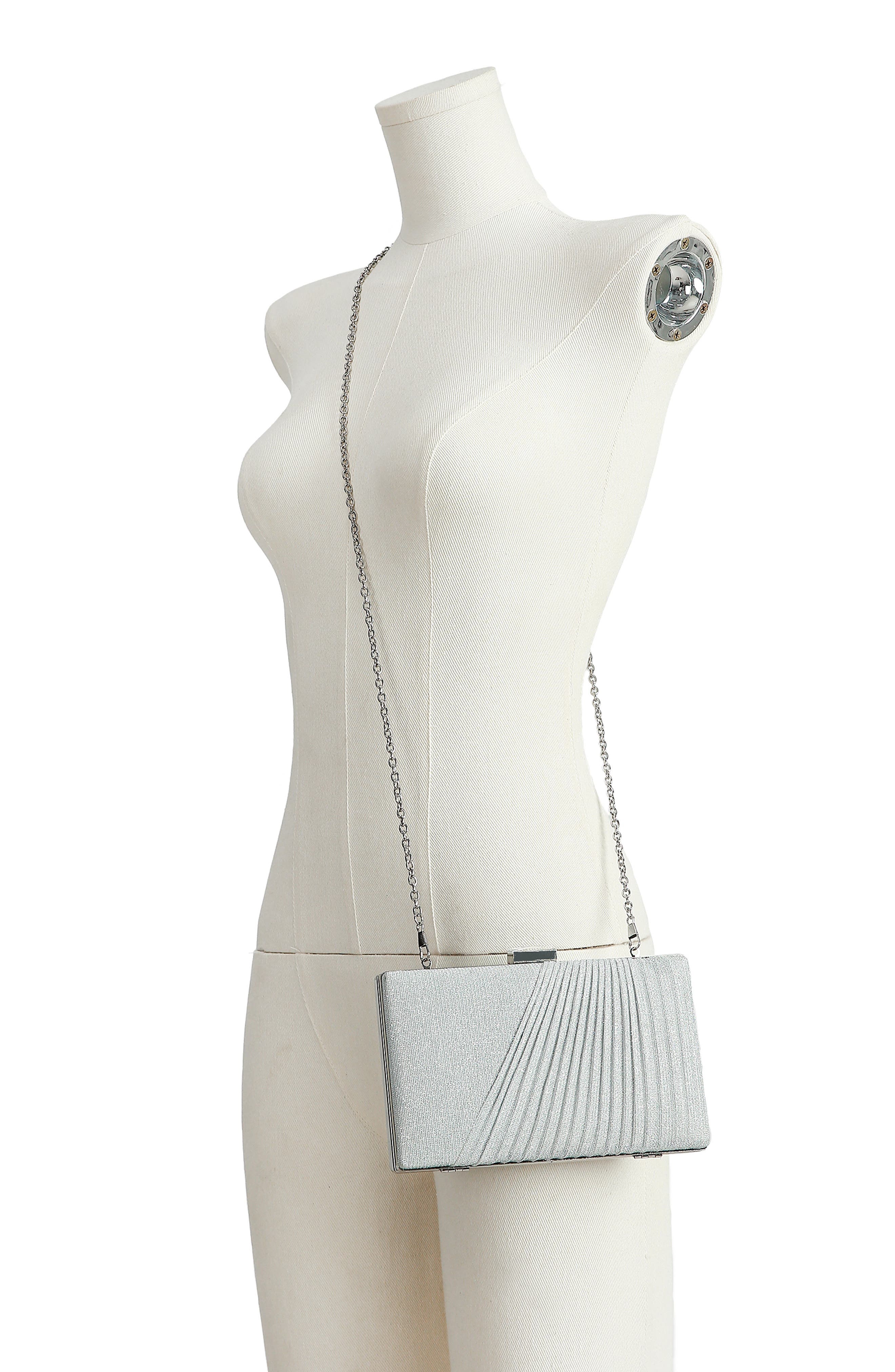 Suzie Glitter Clutch, Alternate, color, SILVER