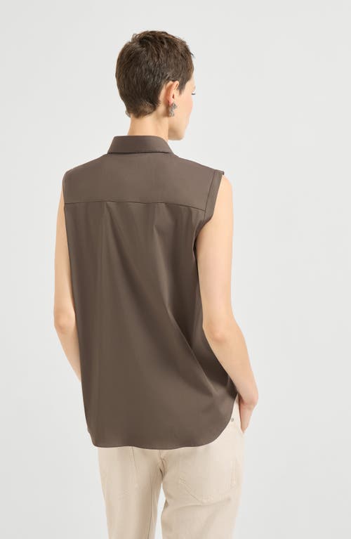 Brunello Cucinelli Stretch Poplin Shirt In Brown