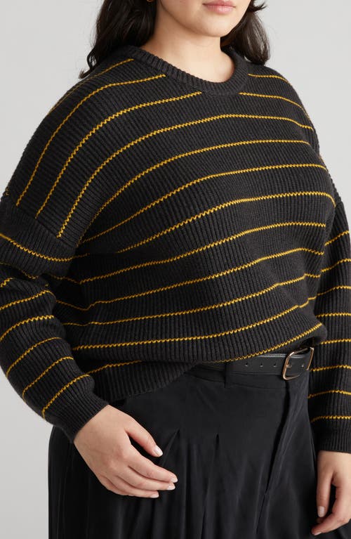 Universal Standard Bruno Stripe Rib Sweater In Dark Ash/gold Stripe