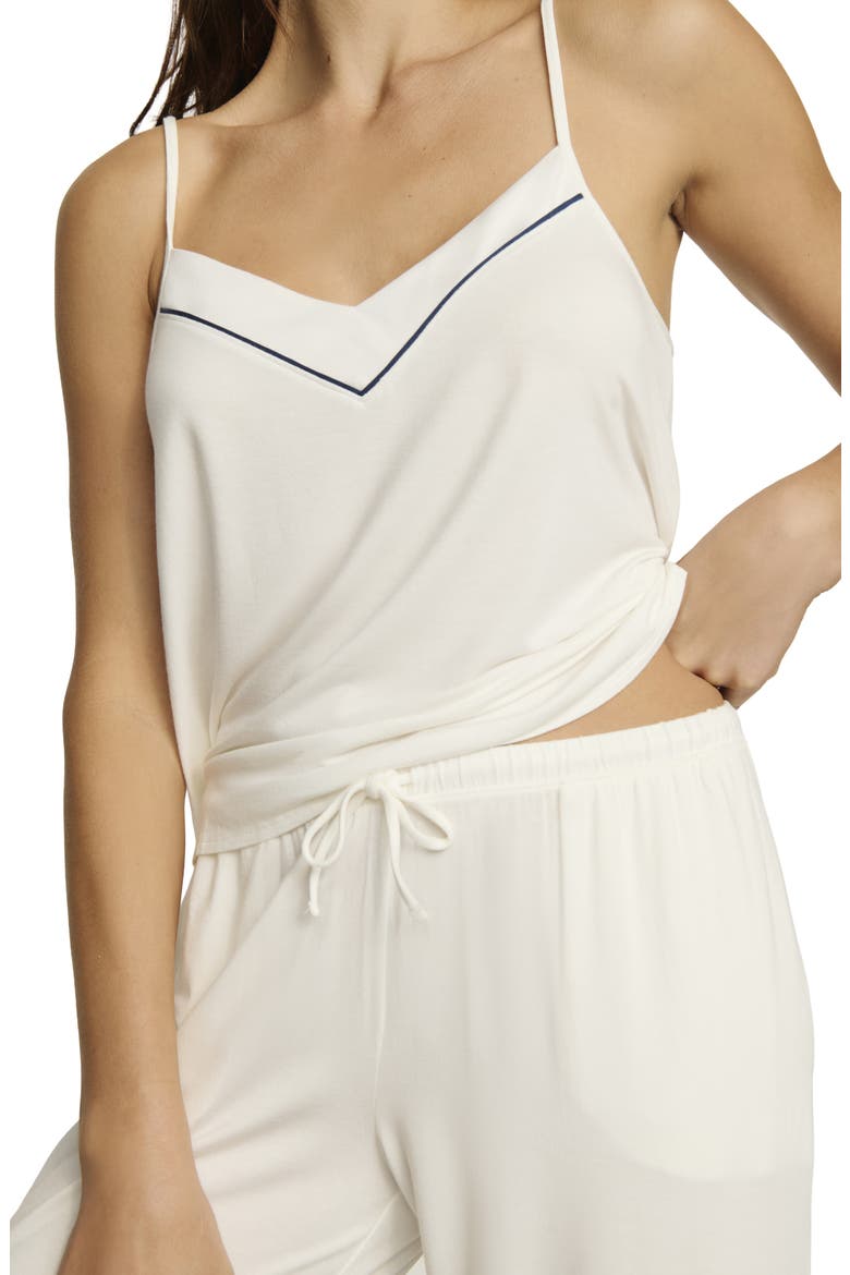 Gisele V-Neck Camisole and Pants Pajama Set, Alternate, color, IVORY/ NAVY