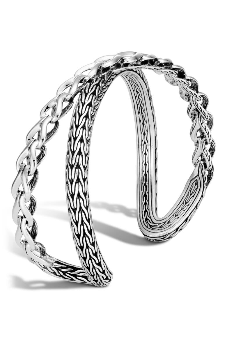 Asli Classic Chain Link Silver Crossover Cuff, Alternate, color, SILVER