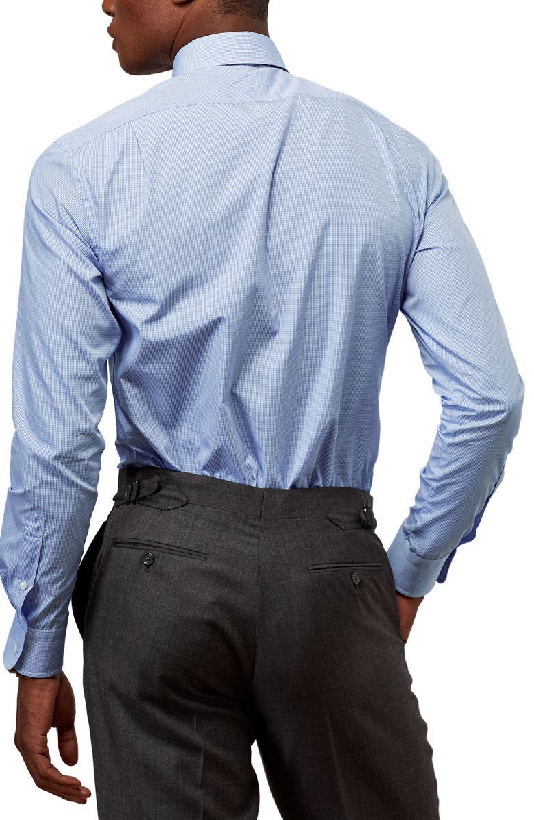 Ralph Lauren Purple Label Aston Mini Gingham Cotton Poplin Button-Up Shirt, Alternate, color, Sky Blue And White