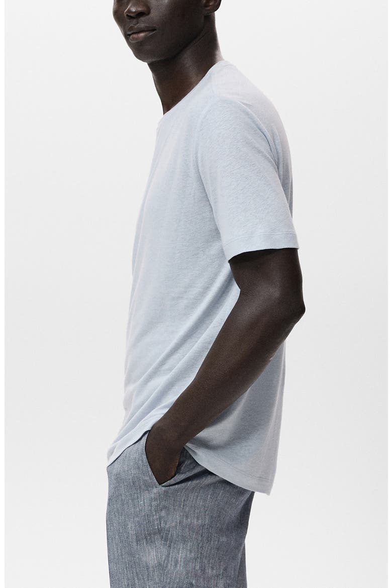 Slim Fit Linen Blend T-Shirt, Alternate, color, AQUA GREEN