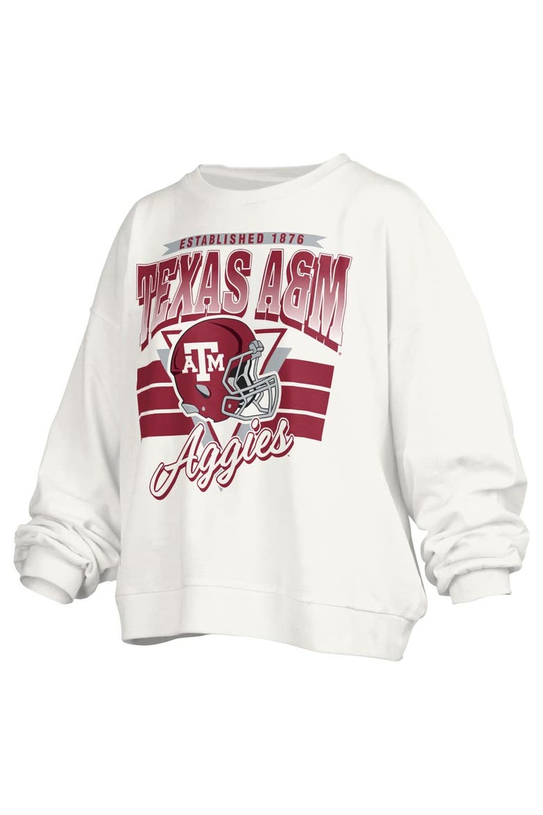 Women's Pressbox White Texas A&M Aggies Janice Retro Logo Oversized Pullover Sweatshirt, Alternate, color, White
