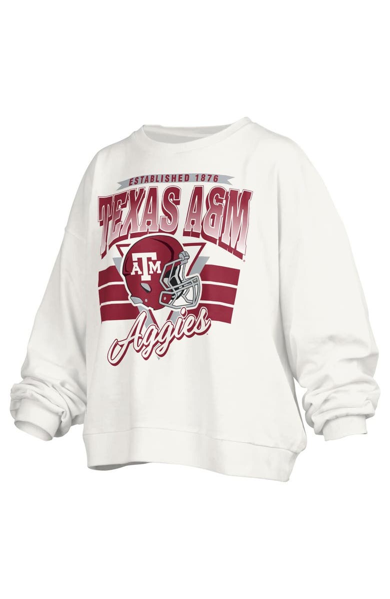 PRESSBOX Women's Pressbox White Texas A&M Aggies Janice Retro Logo Oversized Pullover Sweatshirt, Alternate, color, White