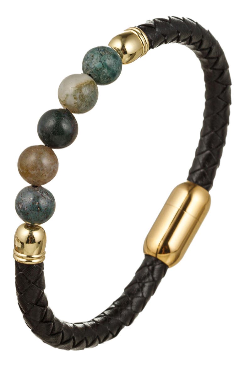 Men's Liam Agate Beaded Bracelet, Main, color, BLACK