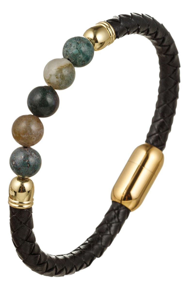 EYE CANDY LOS ANGELES Men's Liam Agate Beaded Bracelet, Main, color, Black