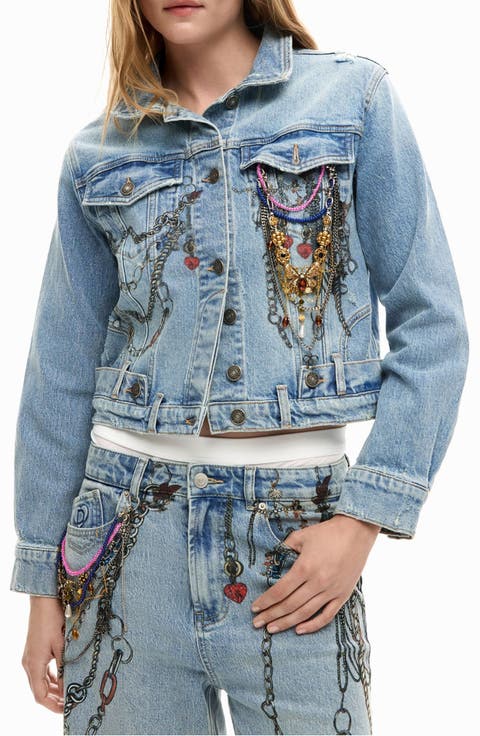 Embellished Denim Trucker Jacket