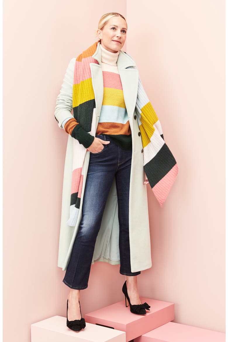 x Atlantic-Pacific Stripe Cashmere Wrap, Alternate, color, PINK MULTI