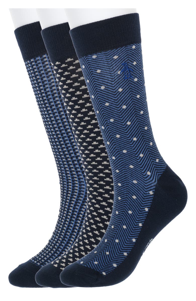 Original Penguin Forester Birdseye 3-Pack Socks, Main, color, Dark Navy