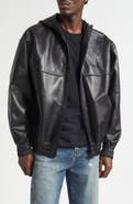 AMIRI Oversize Hooded Lambskin Leather Zip Jacket