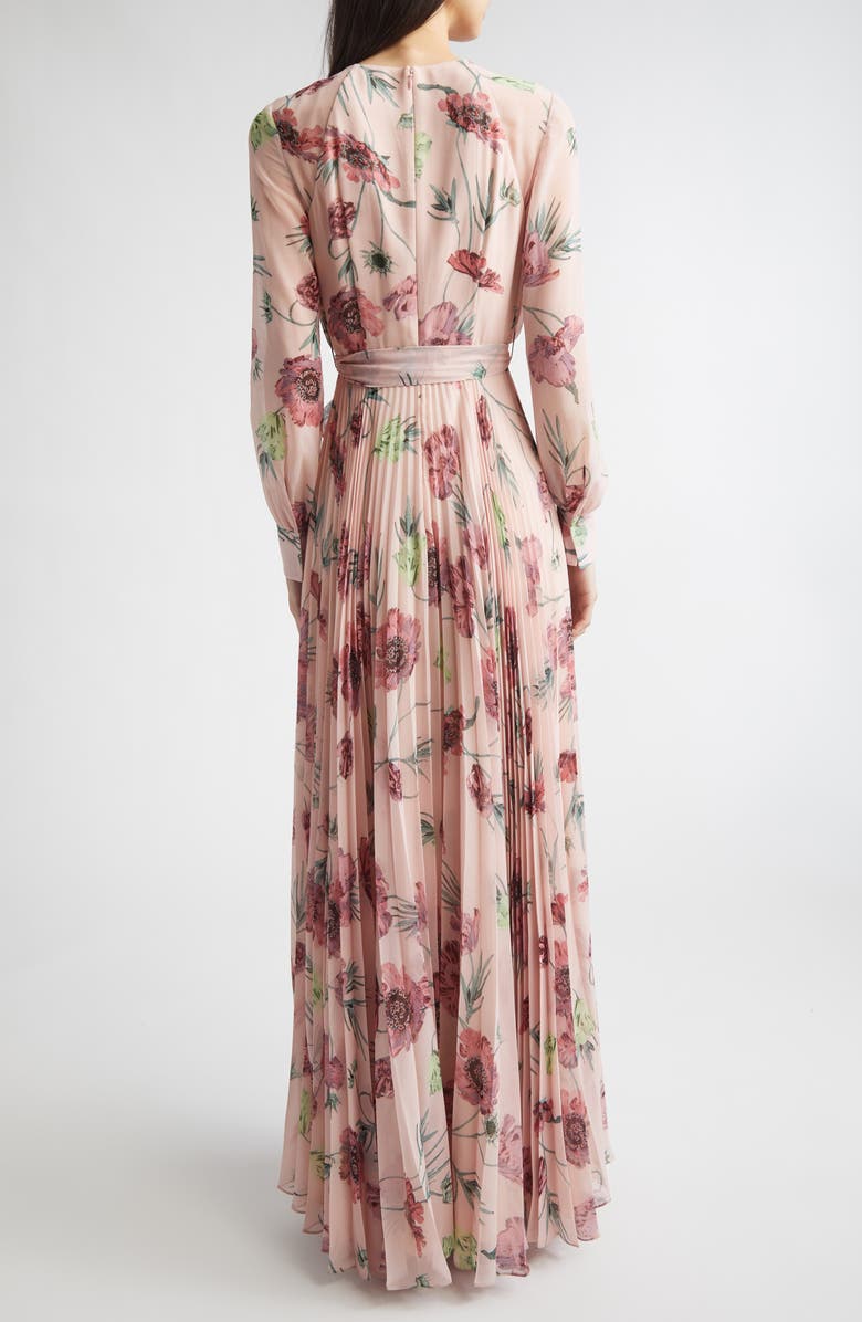 Erdem Floral Long Sleeve Pleatable Voile Gown, Alternate, color, Belle Epoque Poppy Blossom