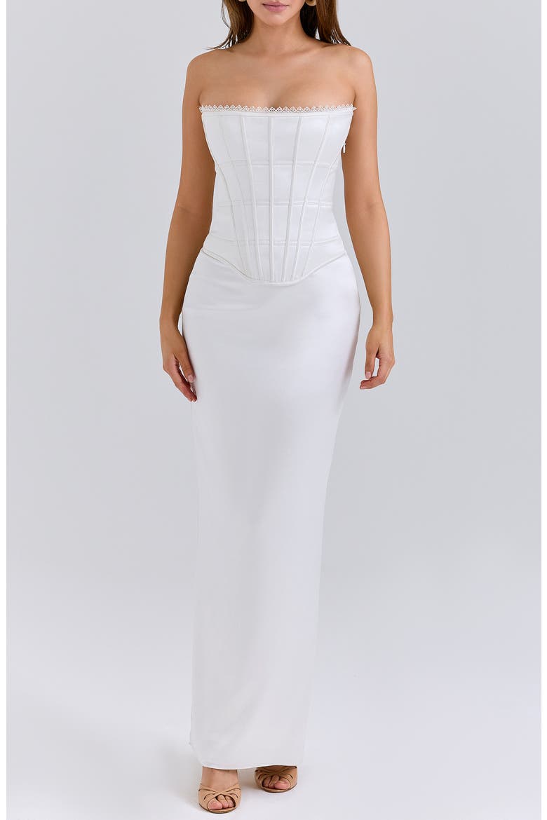 Strapless Corset Column Dress, Main, color, IVORY
