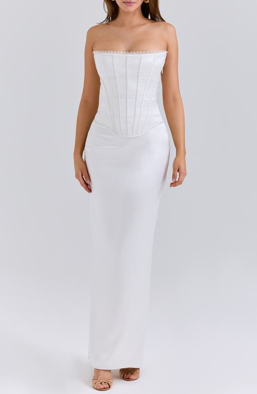 House Of Cb Strapless Corset Column Dress In White