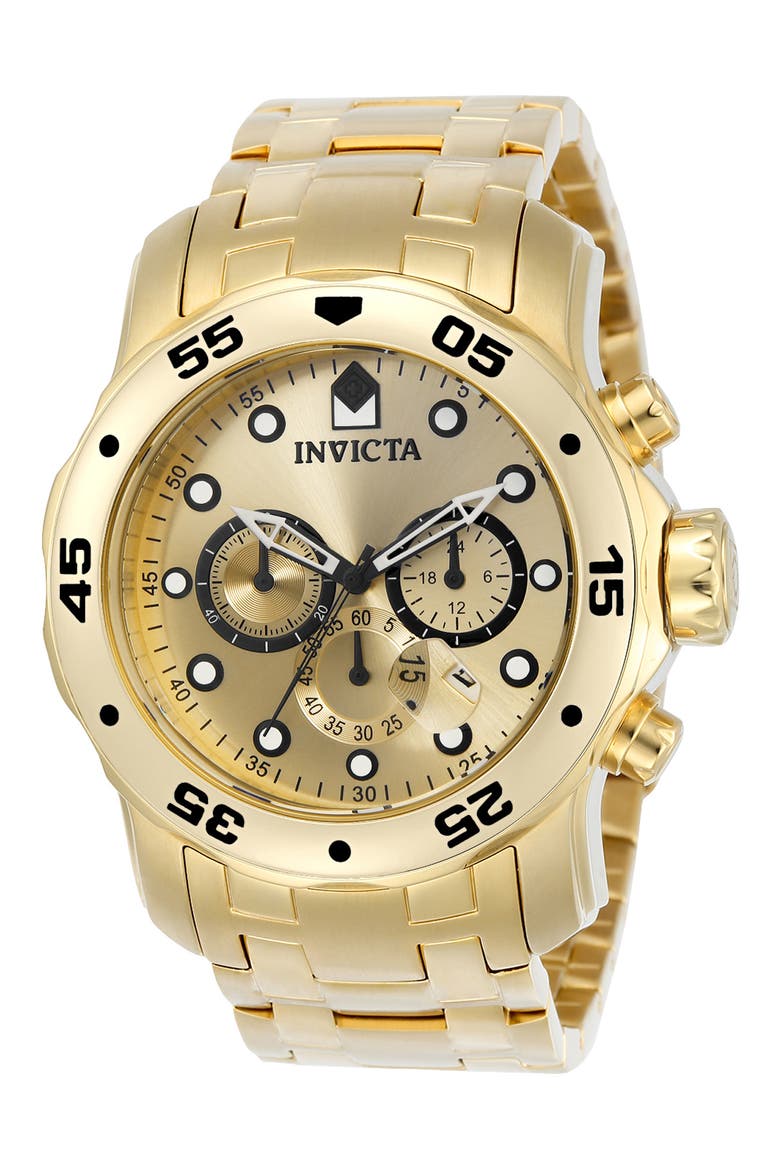 Pro Diver Chronograph Bracelet Watch, 48mm, Main, color, GOLD