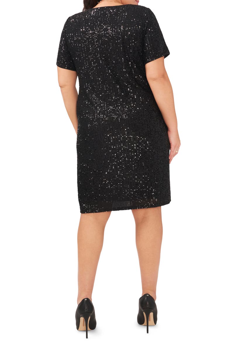 Vince Camuto V-Neck Sequin Shift Dress, Alternate, color, 