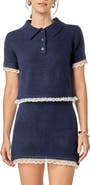 English Factory Faux Pearl Embellished Polo Sweater
