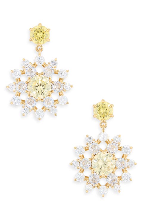 Snowflake Cubic Zirconia Drop Earrings