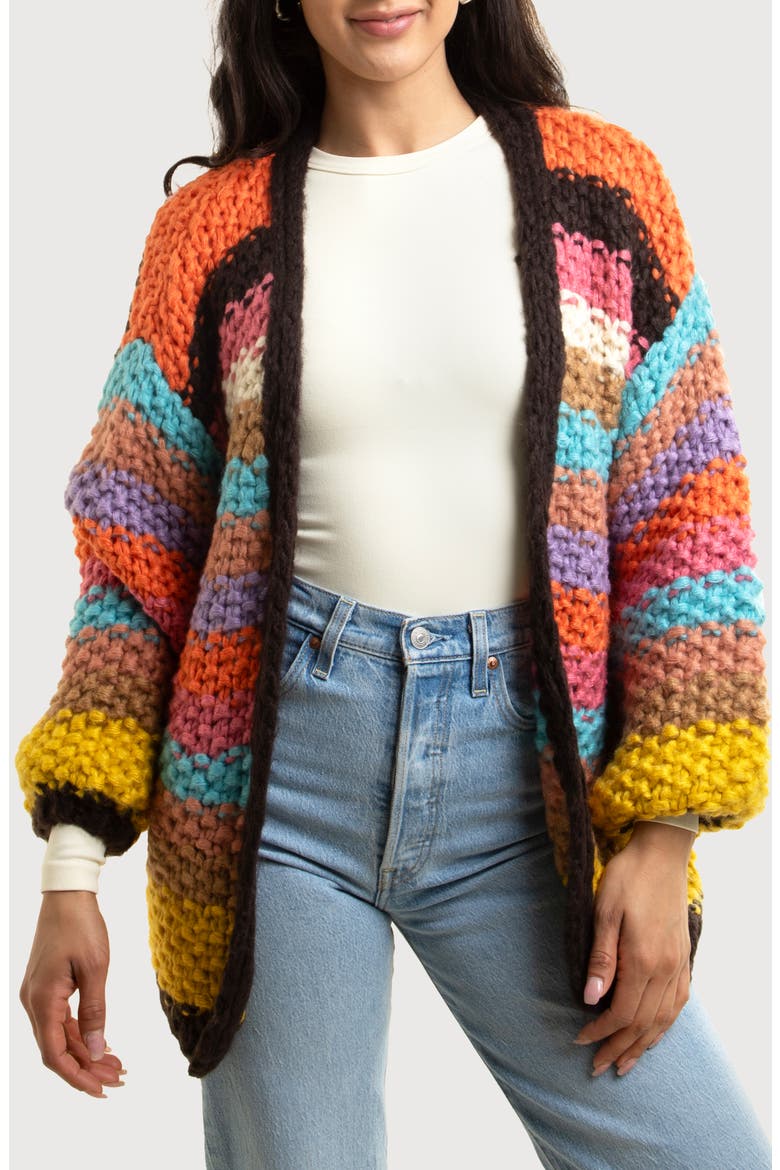 Mayflower Stripe Crochet Cardigan, Main, color, MULTI